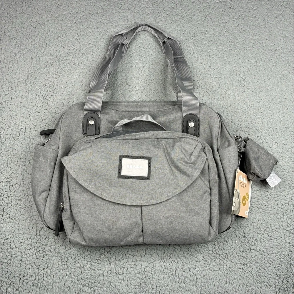 BEABA Sac à Langer Genève Diaper Bag 23L Gray Shoulder Baby Changing Bag NWT